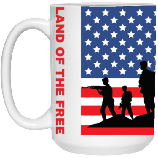 Land Free Home Brave Soldiers 15 oz. White Mug