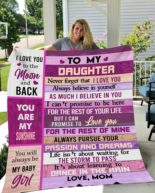 Daughter Love Mom Sherpa Blanket 50x60