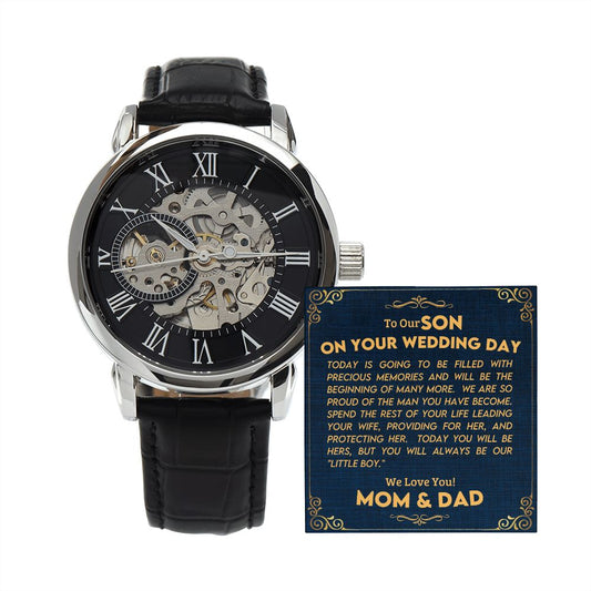 Son - Wedding Day | Gift for Parents, Mom & Dad, Our Son | Openwork Watch