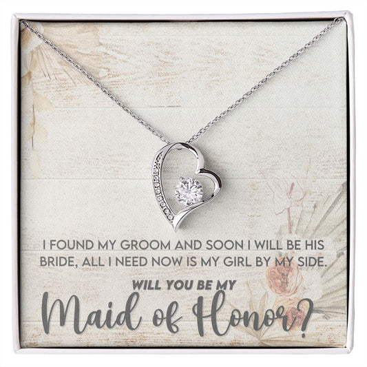 Maid of Honor | Gift from Bride, Bride to be, Best Friend, Wedding Day Gifts | Forever Love Necklace