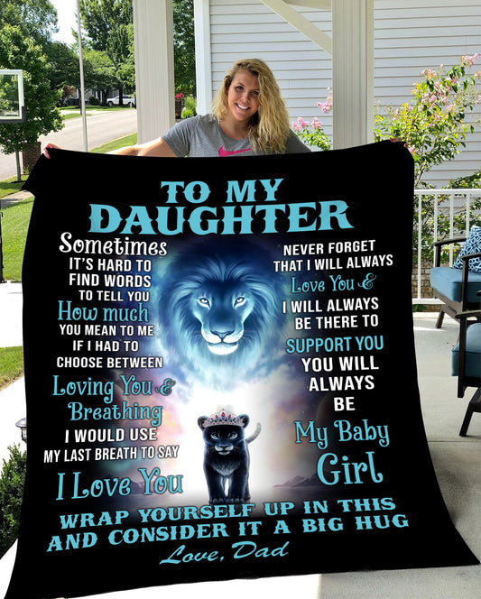 Daughter Lion Love Dad Sherpa Blanket 50x60